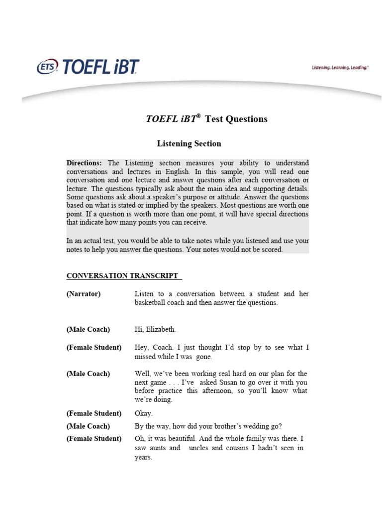 Listening Toefl Ibt Exercises Download Free Pdf Detective Fiction