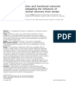 P o S T - S T Roke Depression and Functional Outcome: A Cohort Study Investigating The Influence of Depression On Functional Recovery From Stroke