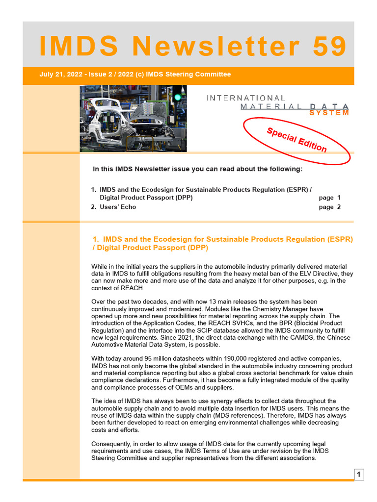 Imds Newsletter 59 | PDF | Supply Chain | Motor Vehicle