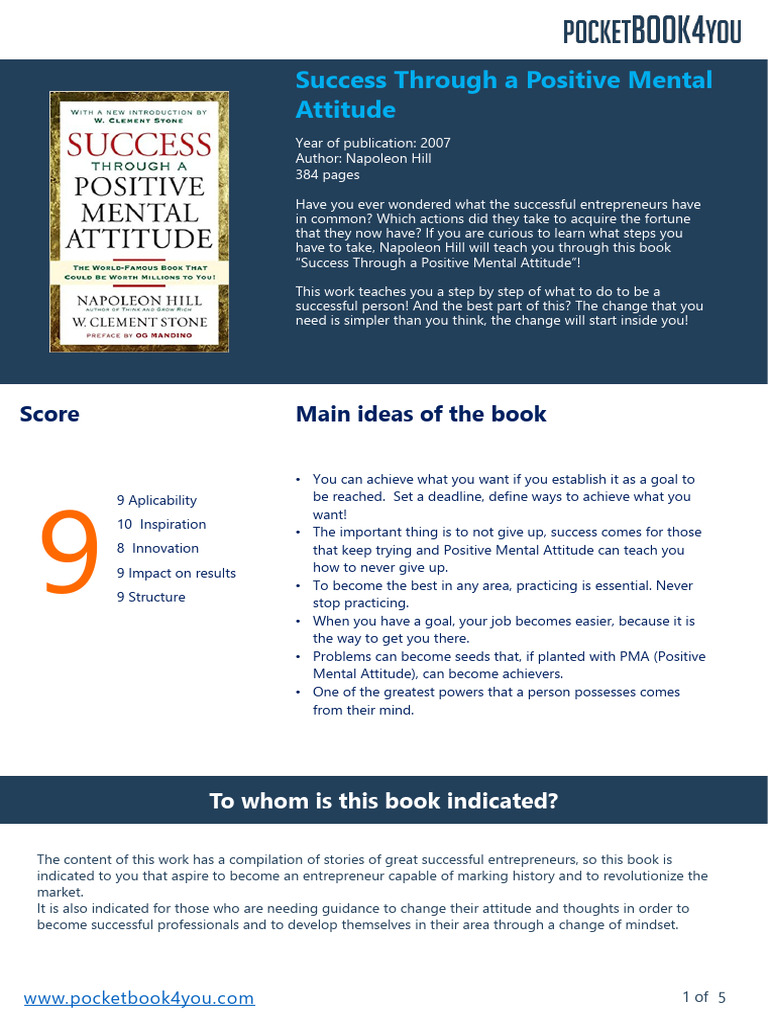 Success Through A Positive Mental Attitude - Napoleon Hill | PDF ...