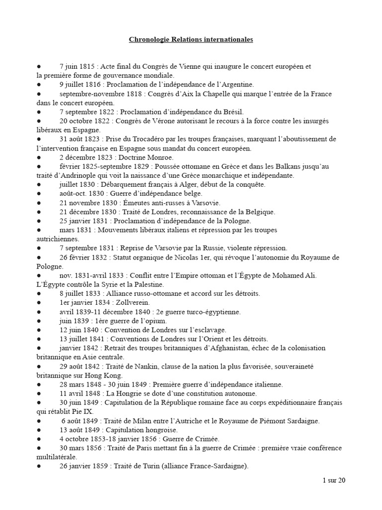 Chronologie des Relations Internationales | PDF | Programme nucléaire ...