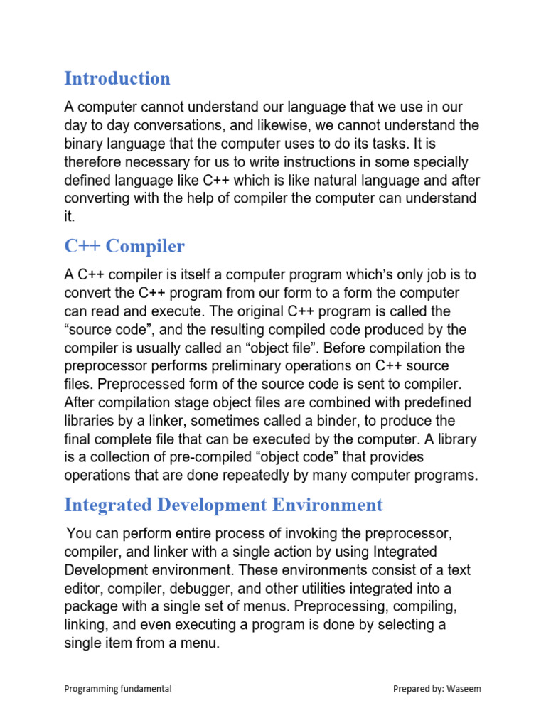 C++ Programming Fundamentals Explained | PDF | Programming | Computer ...