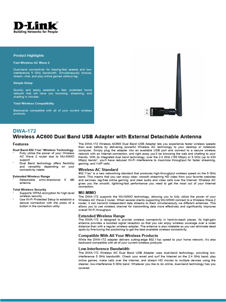 DS Dwa-172 B1 Eng | PDF | Wi Fi | Ieee 802.11