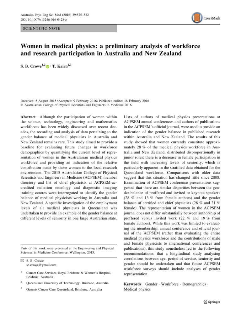 Women in Medical Physics Australia PDF Science