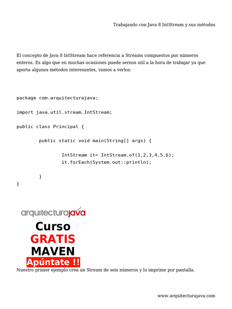 Trabajando Con Java 8 IntStream y Sus Métodos | PDF | Java (lenguaje de ...