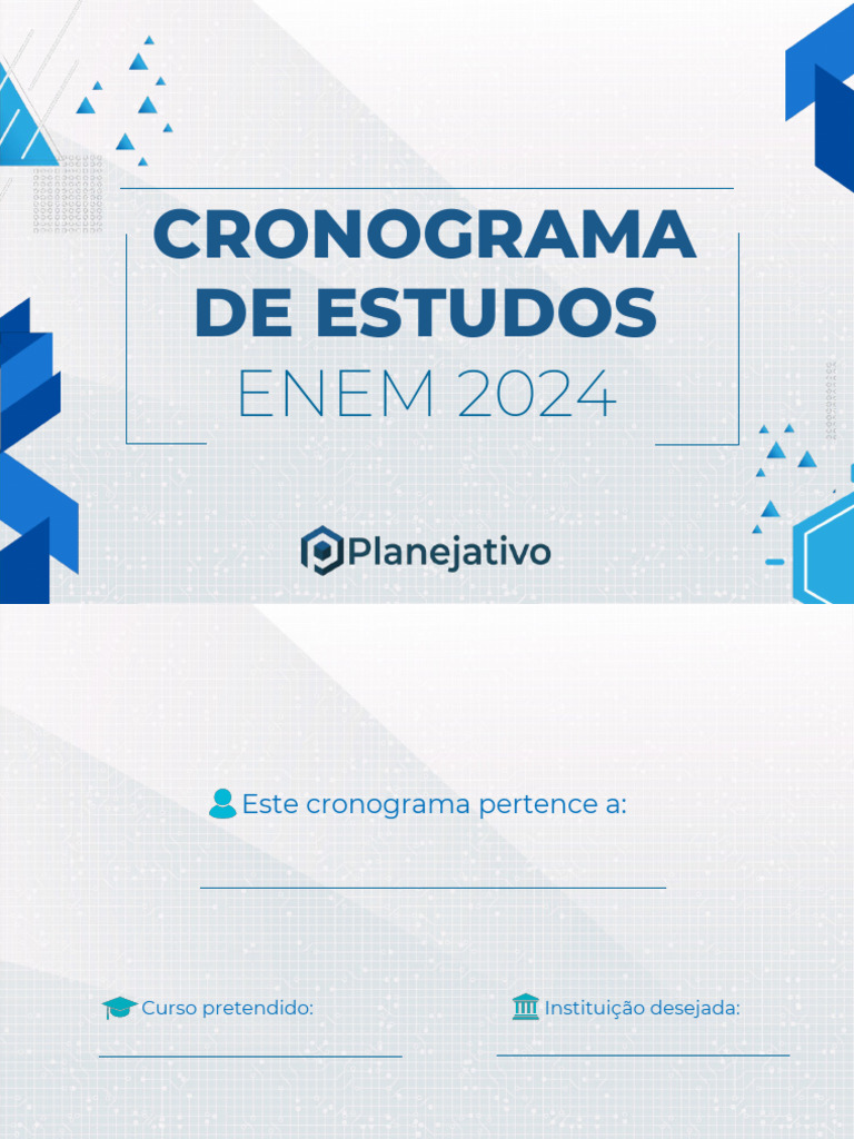 Cronograma de Estudos ENEM 2024 | PDF | Química | Pronome