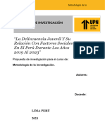 La Delincuencia Juvenil Y Su Relación Con Factores Sociales en El Perú Durante Los Años 2019 Al 2023