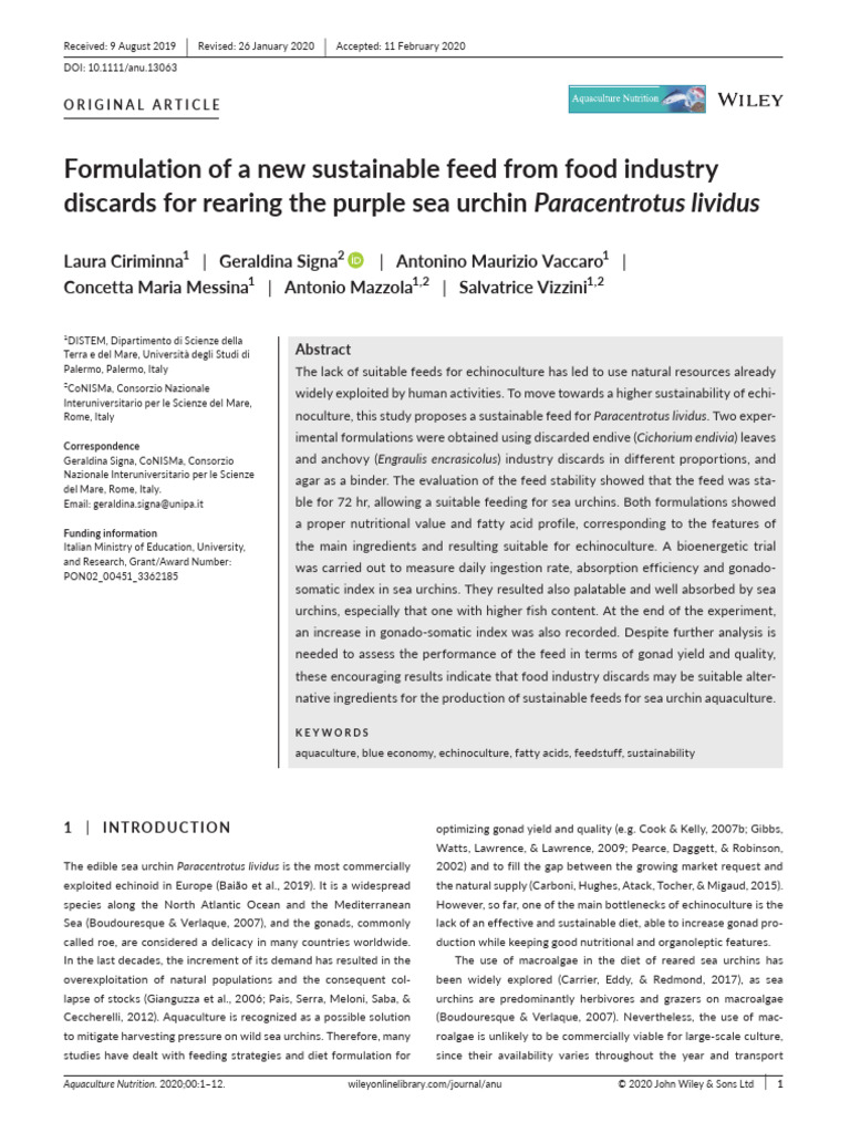 Picture of 2020 - Formulation of A New Sustainable Feed From Food Industry ...