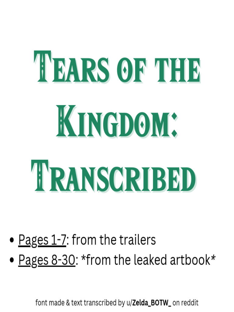 Tears of The Kingdom Transcribed | PDF