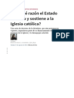 Por Qué Razón El Estado Financia y Sostiene A La Iglesia Católica