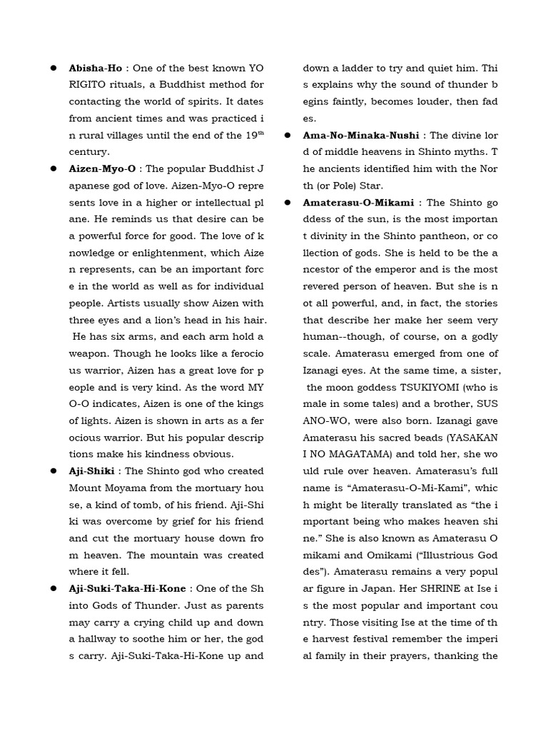 Japan Mythology PDF Shinto Deities
