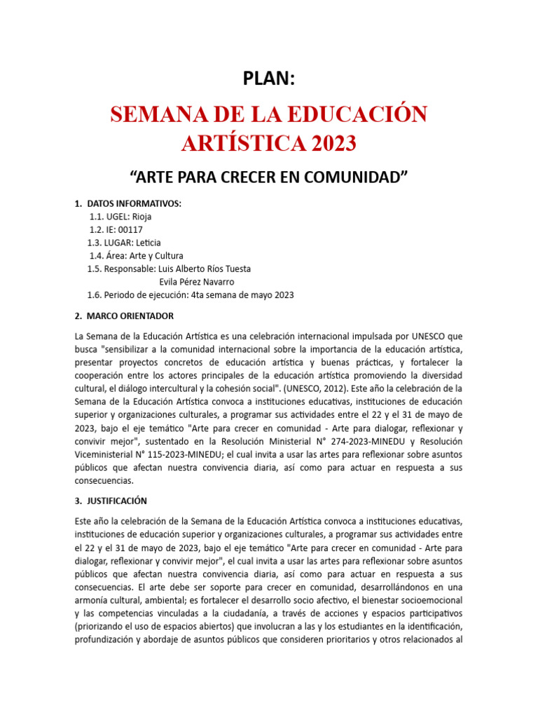 Semana de Educación Artística 2023 | PDF | Educación en artes visuales