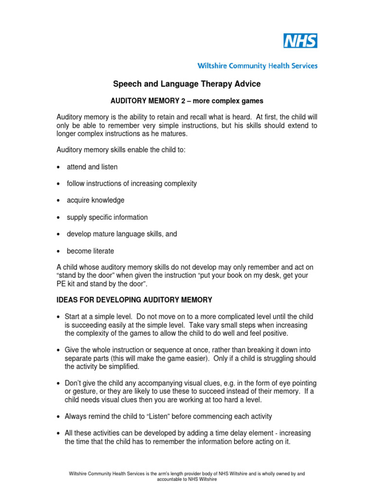 Working, Auditory Memory PDF Memory Cognitive Science