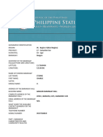 Barangay Profile Questionnaire - Barangay Bangon