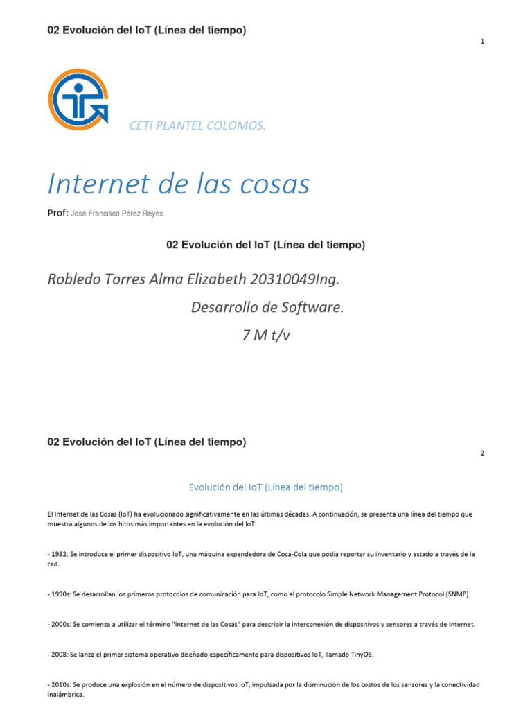 Línea del tiempo del IoT | PDF | Internet de las Cosas | Internet
