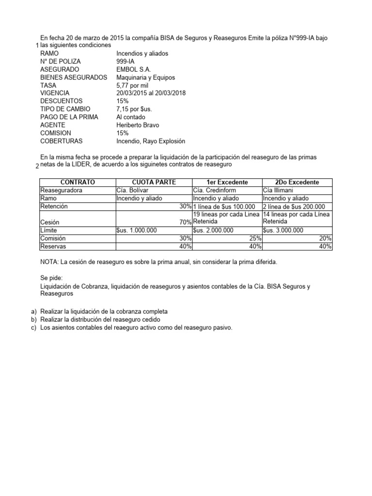 Liquidación de Reaseguro y Cobranza | PDF | Reaseguro | Seguro