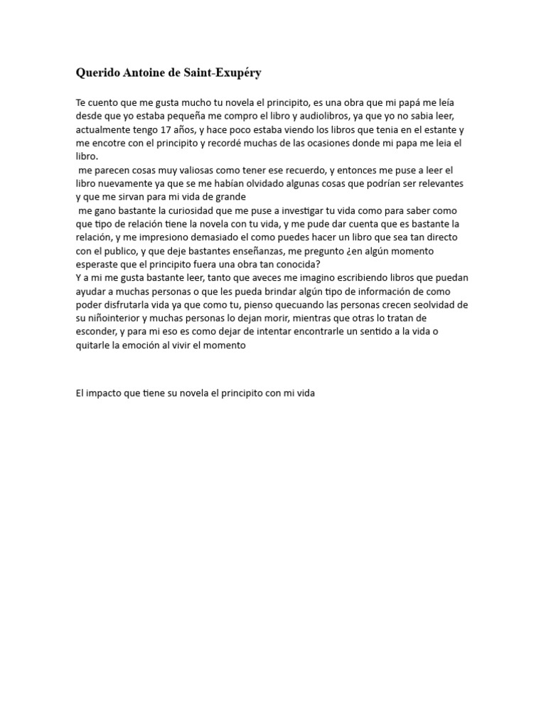 Querido Antoine De Saint Pdf