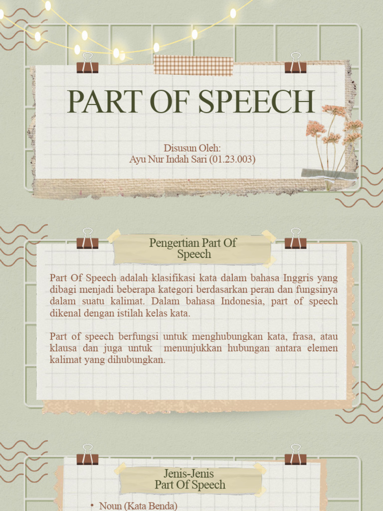 Klasifikasi Part of Speech dalam Bahasa Indonesia | PDF | Kajian Bahasa ...