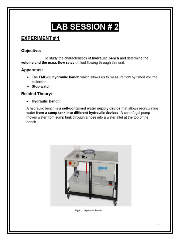 Hydraulic Bench Flow Rate Analysis | PDF | Pump | Volume