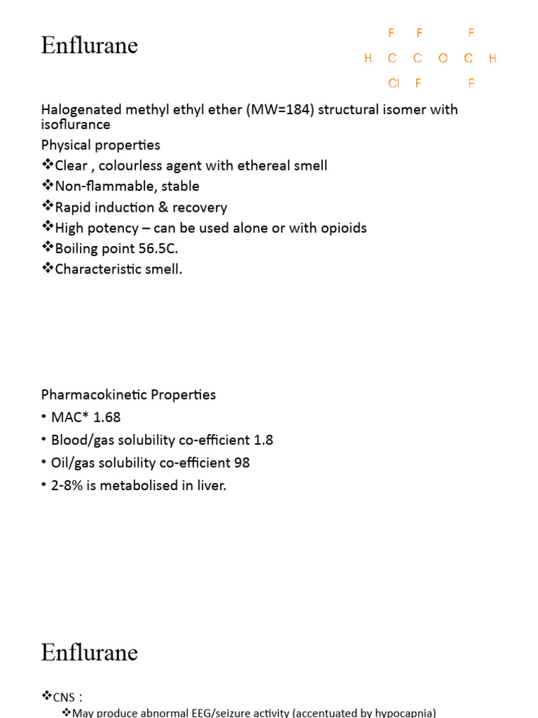 Enflurane: Properties and Effects | PDF | Science & Mathematics