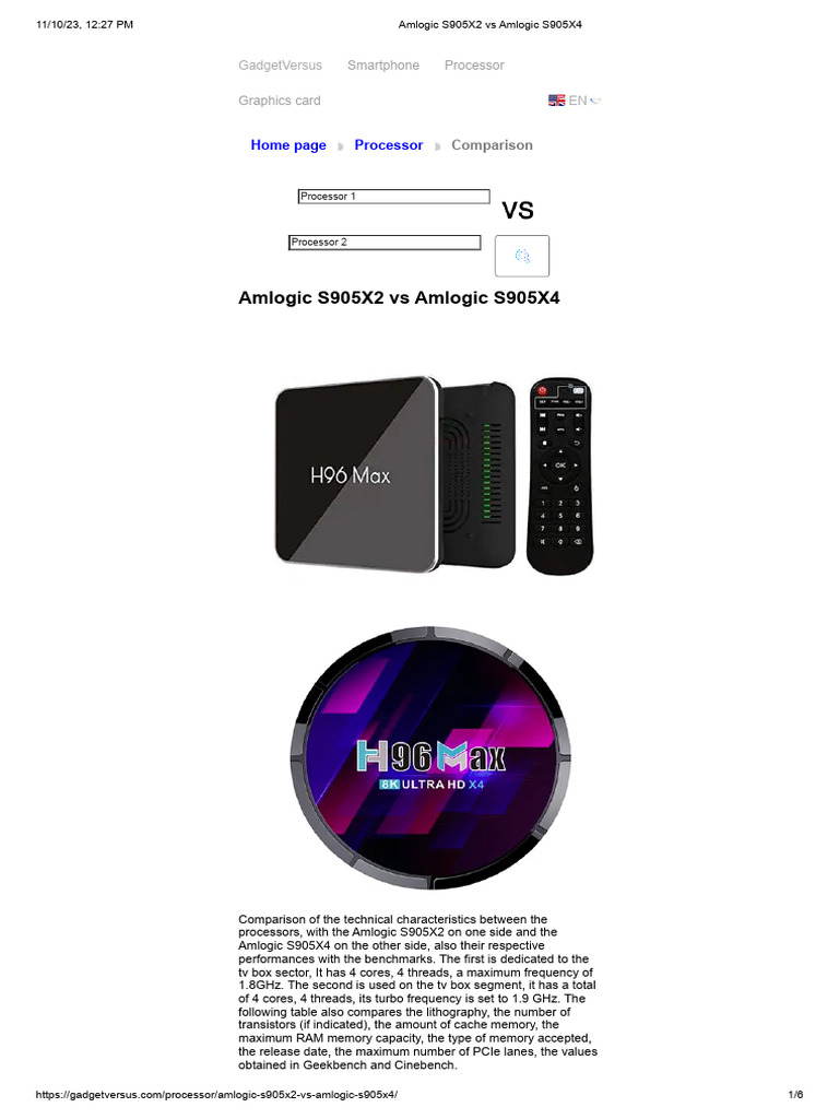Amlogic S905X4 vs S905X2 Comparison | PDF | Multi Core Processor ...