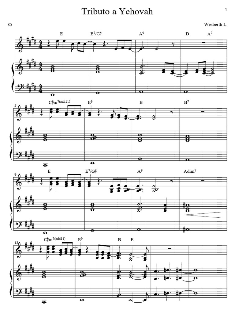 Tributo A Yehovah - Piano Com Cifra | PDF