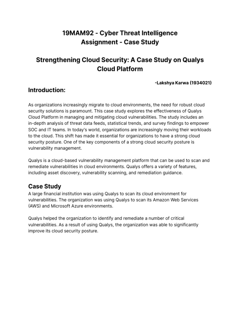 Cyber threat intelligence case study pdf cloud computing