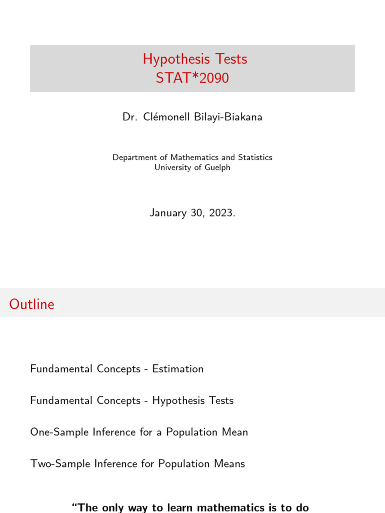 Two-Sample Hypothesis Testing Guide | PDF | P Value | Statistics