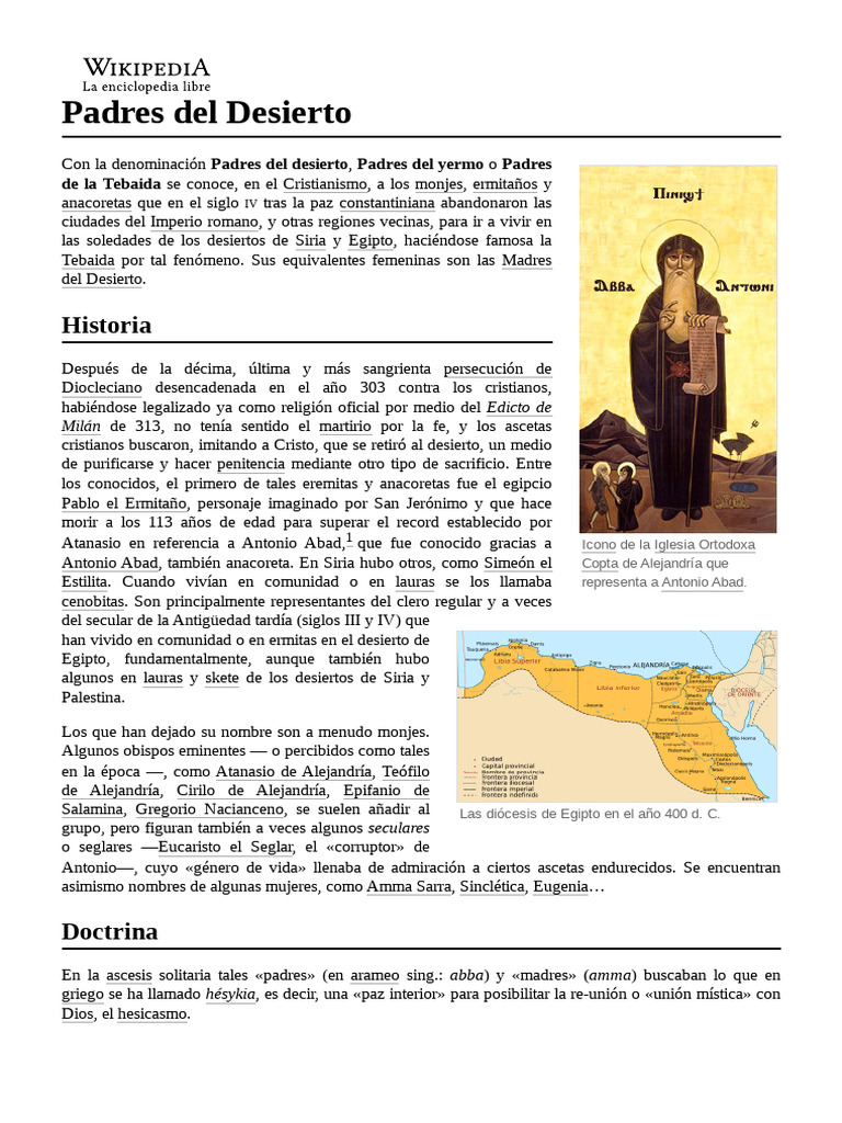 Padres Del Desierto PDF Monacato Ascetismo