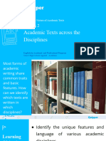 SLIDE UNIT 1 LESSON 2 Academic Texts Across The Disciplines