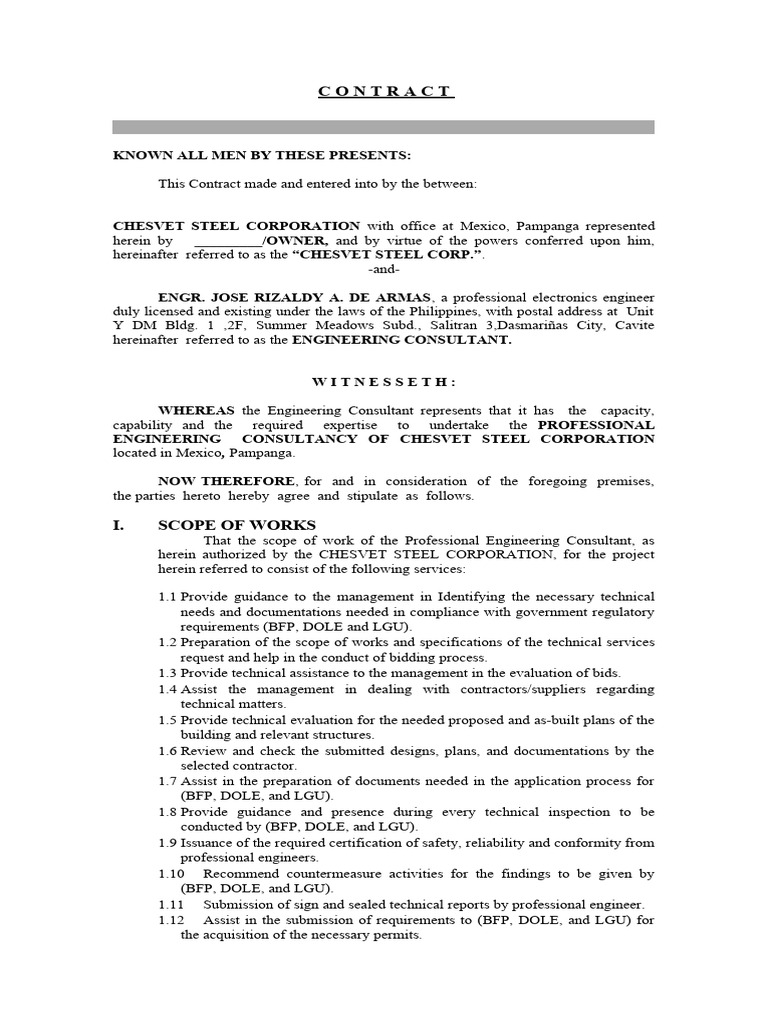 Engineering Consultancy Contract Template | PDF | Legal Liability ...