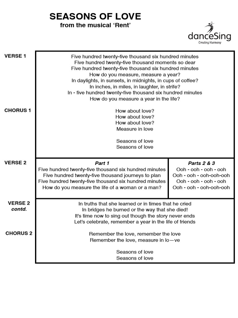 Seasons of Love Lyrics Analysis | PDF