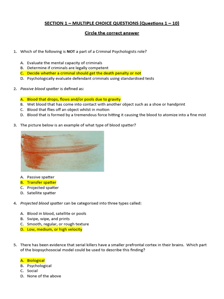 Forensic Psychology Revision Answers | PDF | Polygraph | Personality ...