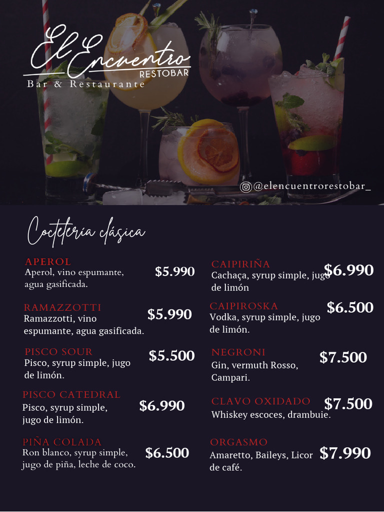 Menú del Restaurante El Encuentro | PDF | Ron | Mariscos