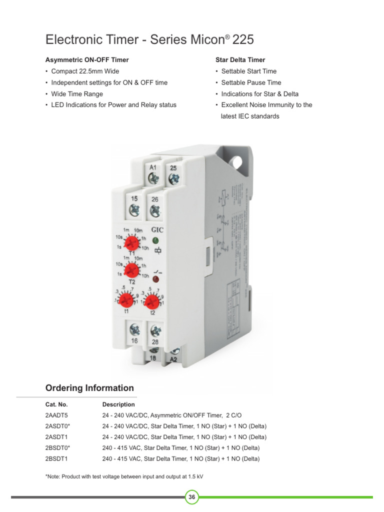 Electronic Timer Series Micon 225 Asymmetric ONOFF Timer Star Delta