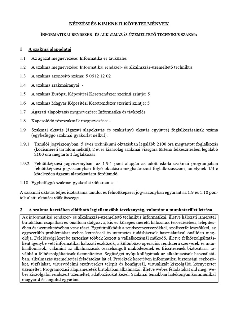 Informatikai Rendszer És Alkalmazás Üzemeltető Technikus 2023.11.21. v3 ...