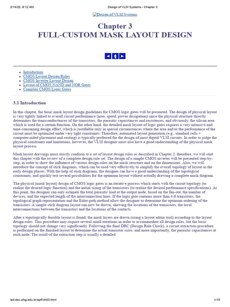 Full Custom Mask Layout Design PDF Cmos Logic Gate