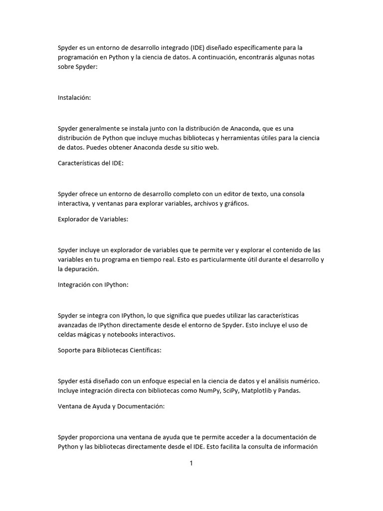 Introducción a Spyder para Python | PDF | Entorno de desarrollo ...