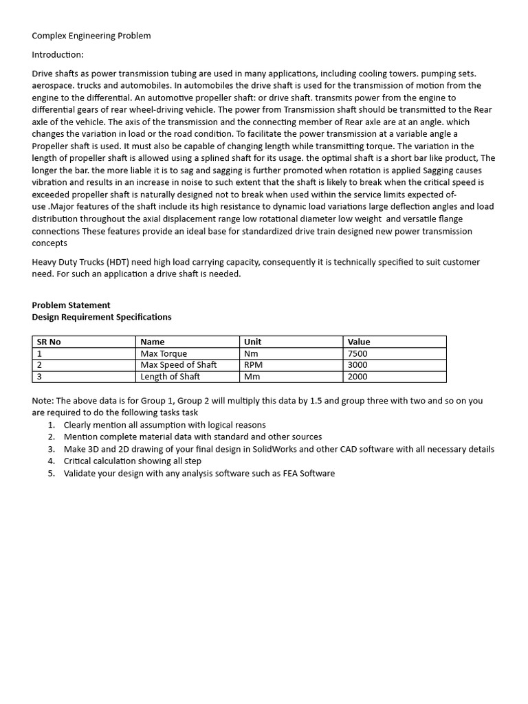 Complex engineering problem pdf axle automotive technologies