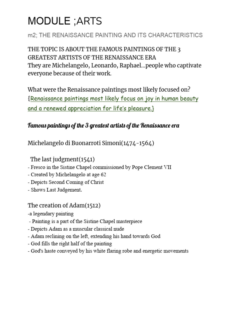 Module Report | Download Free PDF | Raphael | Leonardo Da Vinci