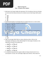 Class 12 Ray Optics PYQs and Solutions | PDF | Optics | Mirror