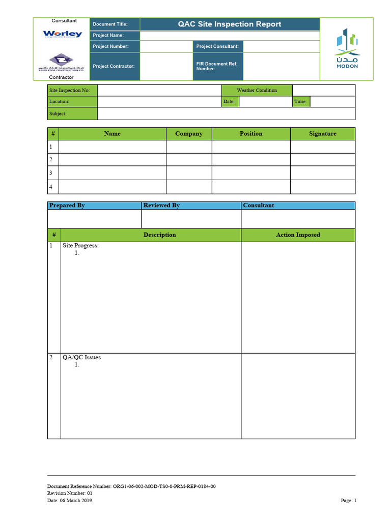 Qa QC Inspection Report | PDF
