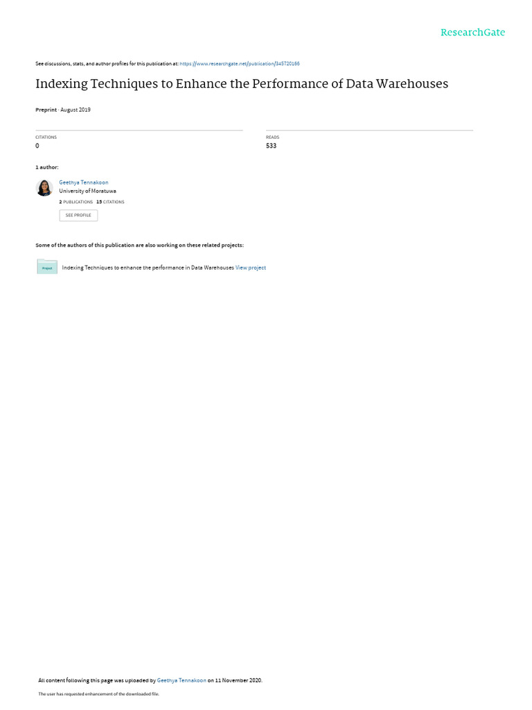 Indexing Techniquesto Enhancethe Performance | PDF | Database Index ...