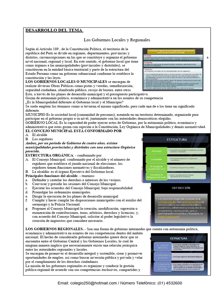 Estructura de Gobiernos Locales y Regionales en Perú | PDF | Gobierno ...