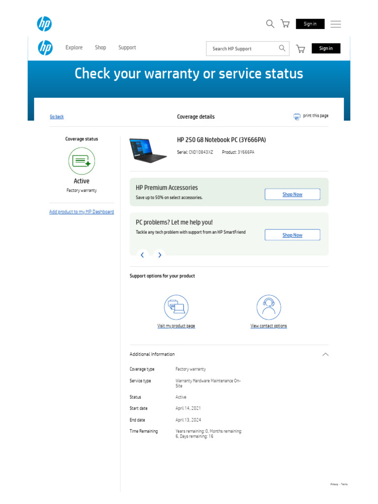 Check Your Warranty or Service Status PDF Hewlett Packard Computer Engineering
