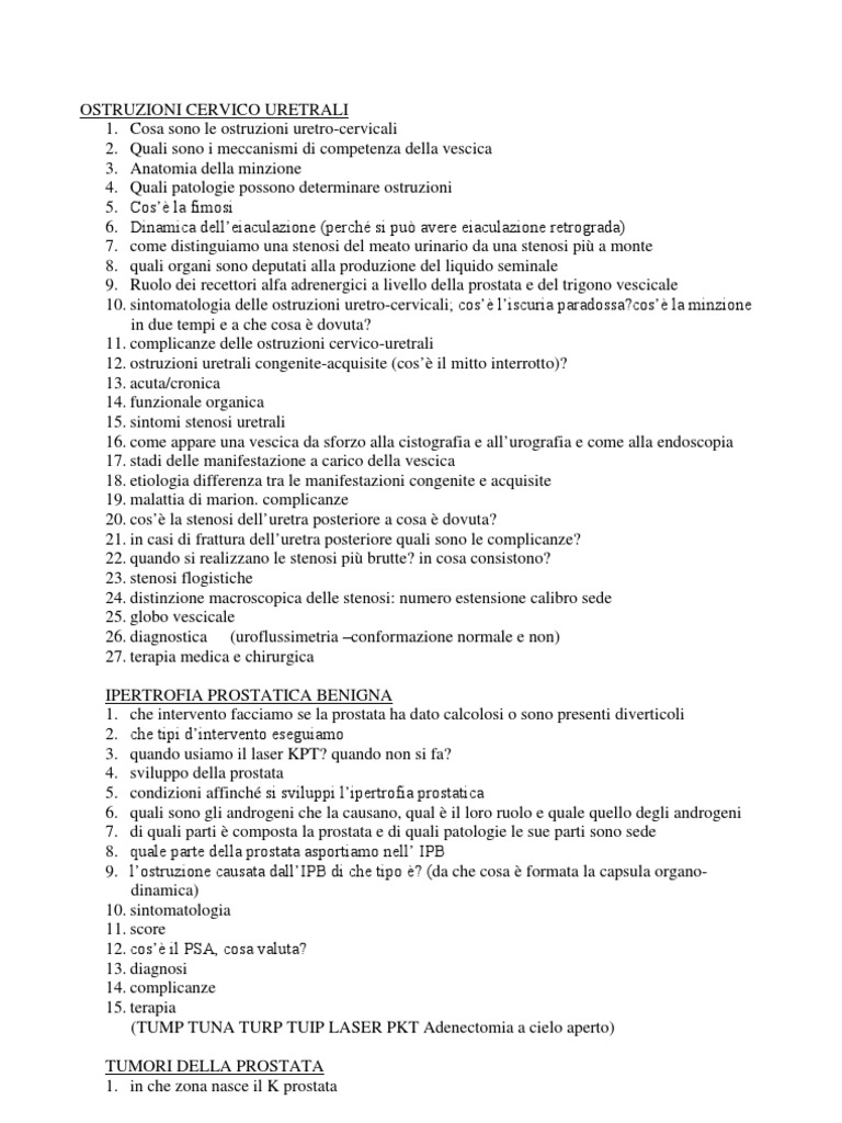 DOMANDE UROLOGIA