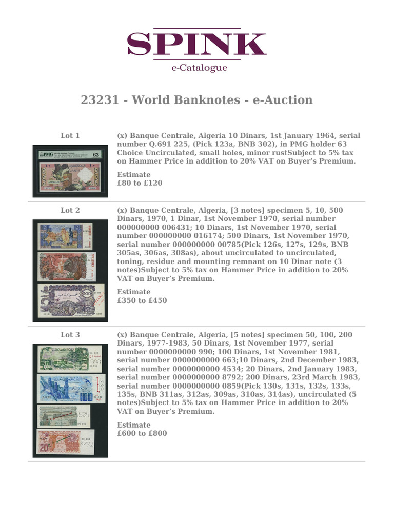World Banknotes e-Auction Overview | PDF | Value Added Tax | Foreign ...