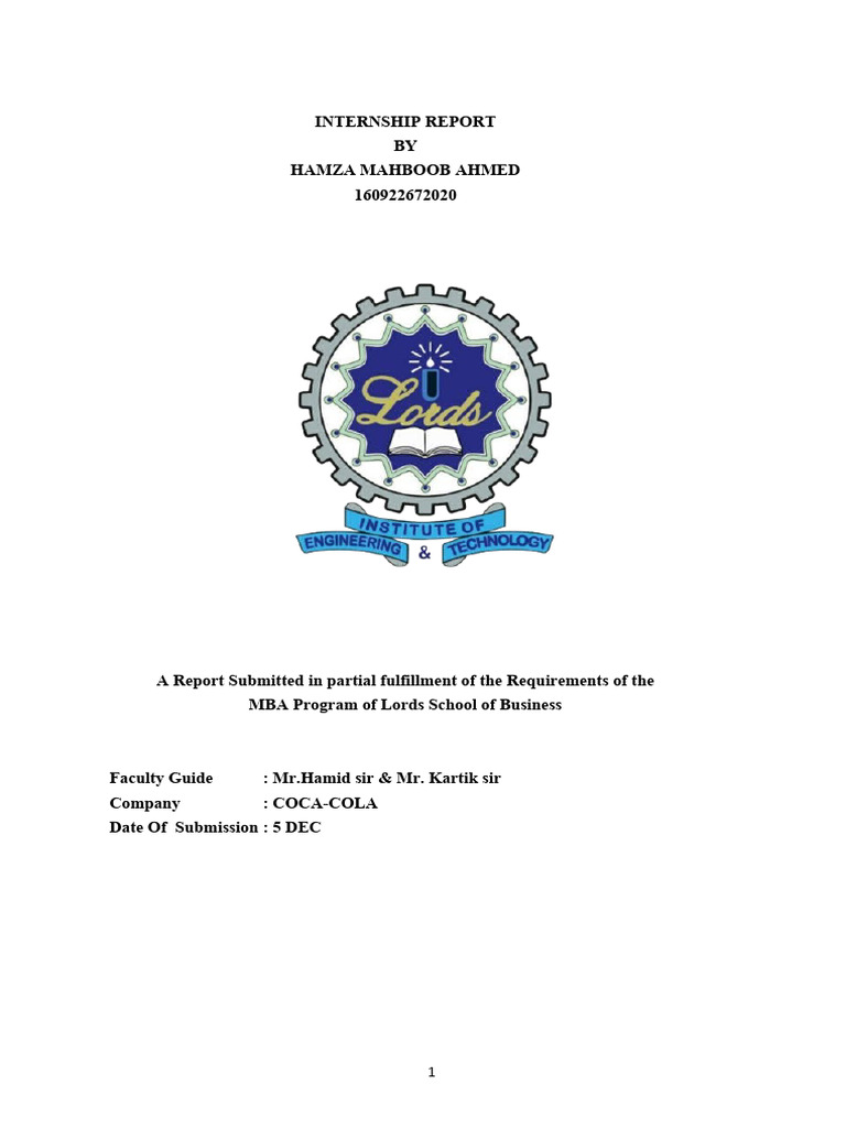 Coca cola internship report hamz pdf the coca cola company coca cola