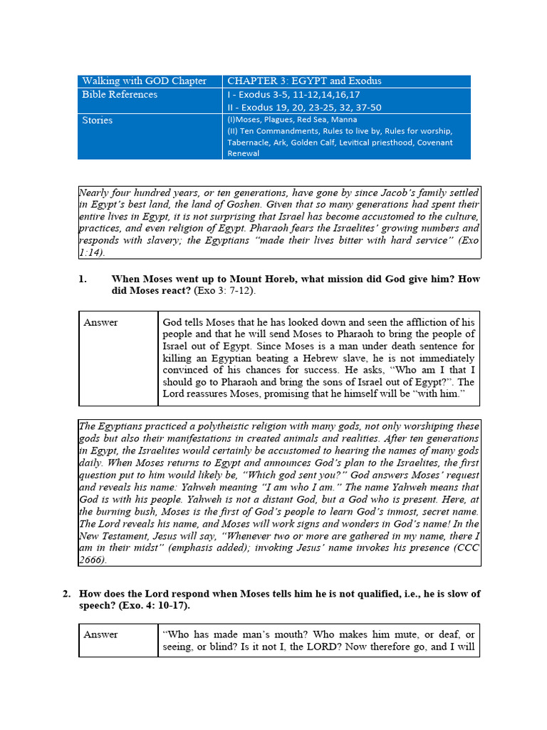 Chapter 3 Egypt And Exodus Answers Pdf The Exodus Moses