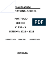 Mahalashmi International School Portfolio Science Class - X SESSION: 2021 - 2022